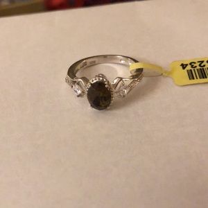 Pretty Smoky Topaz & Zircon gem stones set in Sterling silver 925STS, platinum